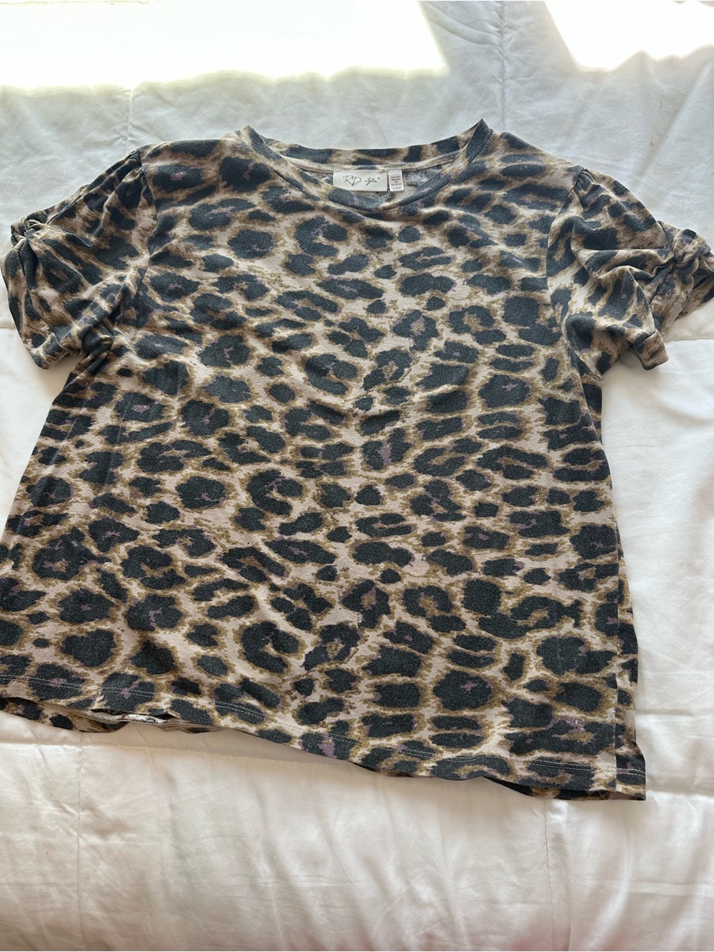 RD Style Leopard Print Short Sleeve Tee - Brown & Black